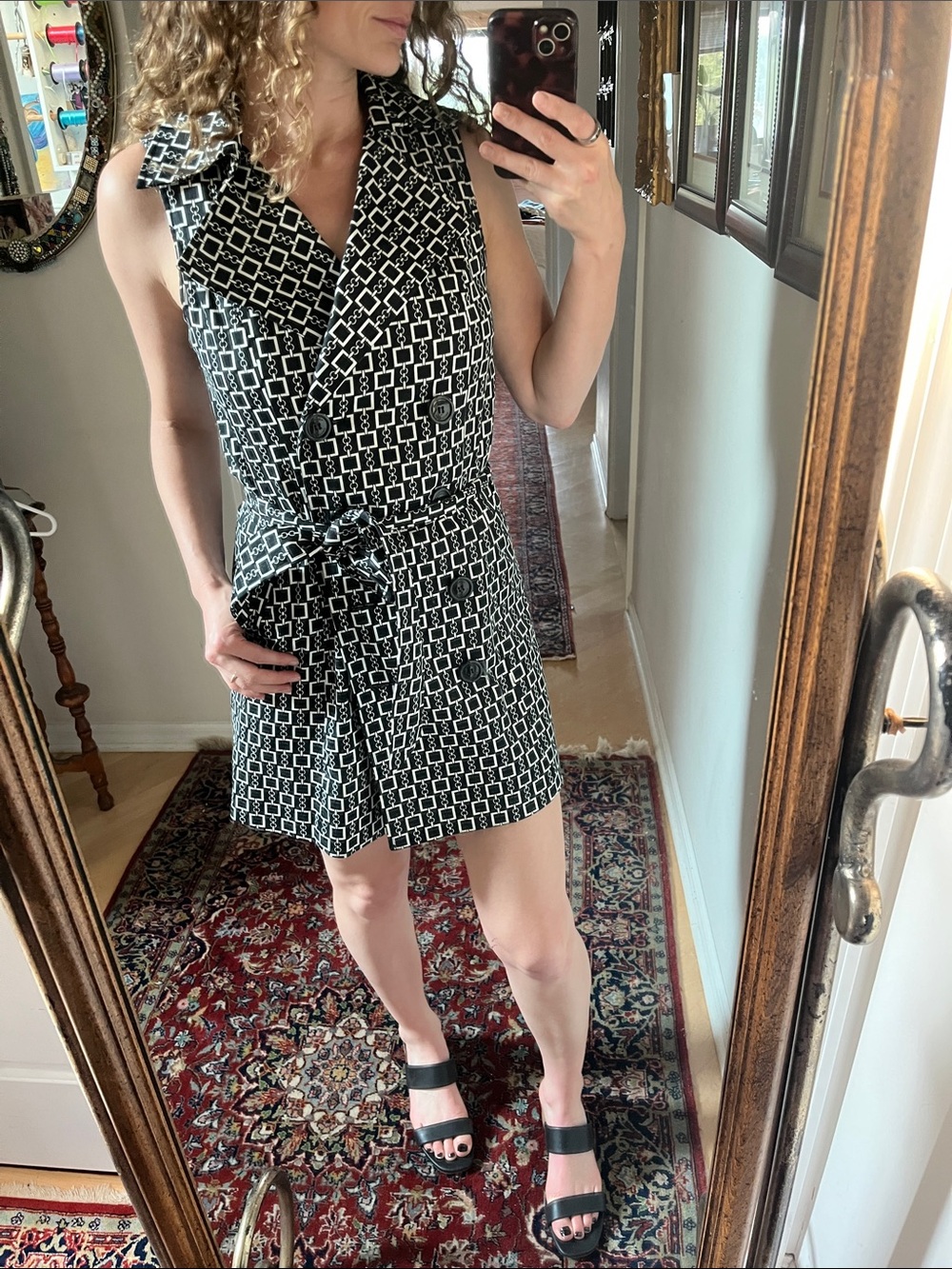 Vertigo Paris Vintage Black and White Dress with Belt Size Small
